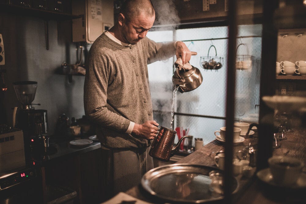 Getting the boiling water ready. Getting the boiling water ready.