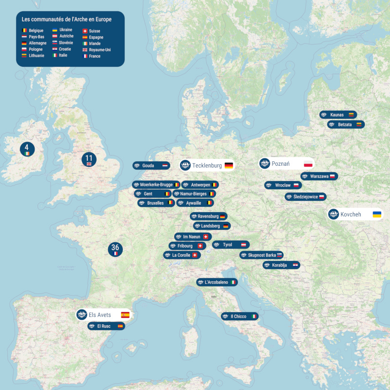 European Map of L&rsquo;Arche Communities