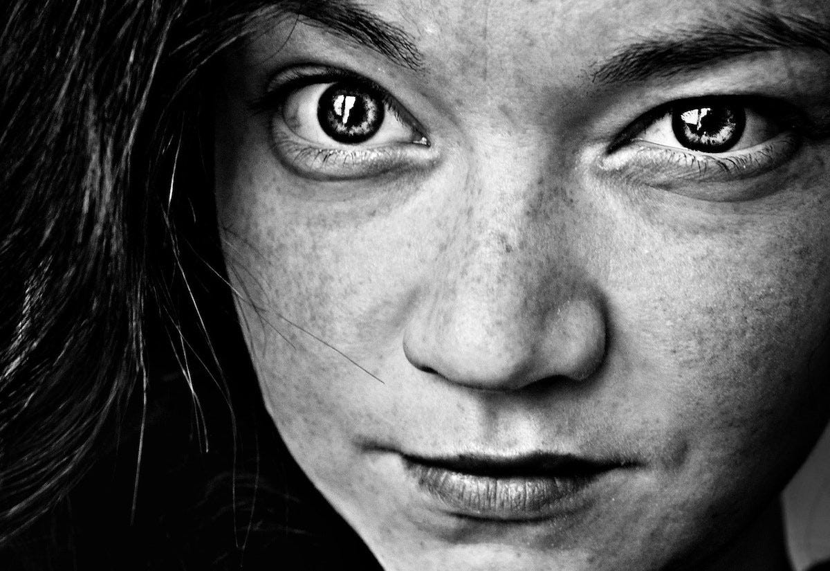black and white photo of a girl’s face for article by Larry G. Maguire black and white photo of a girl’s face for article by Larry G. Maguire
