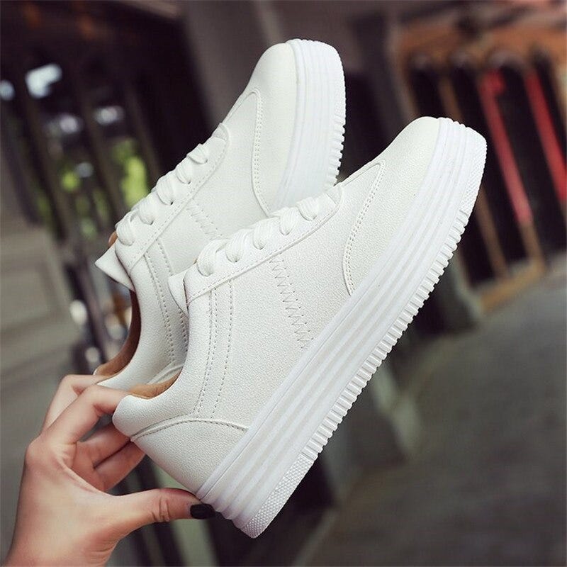 ladies white platform shoes