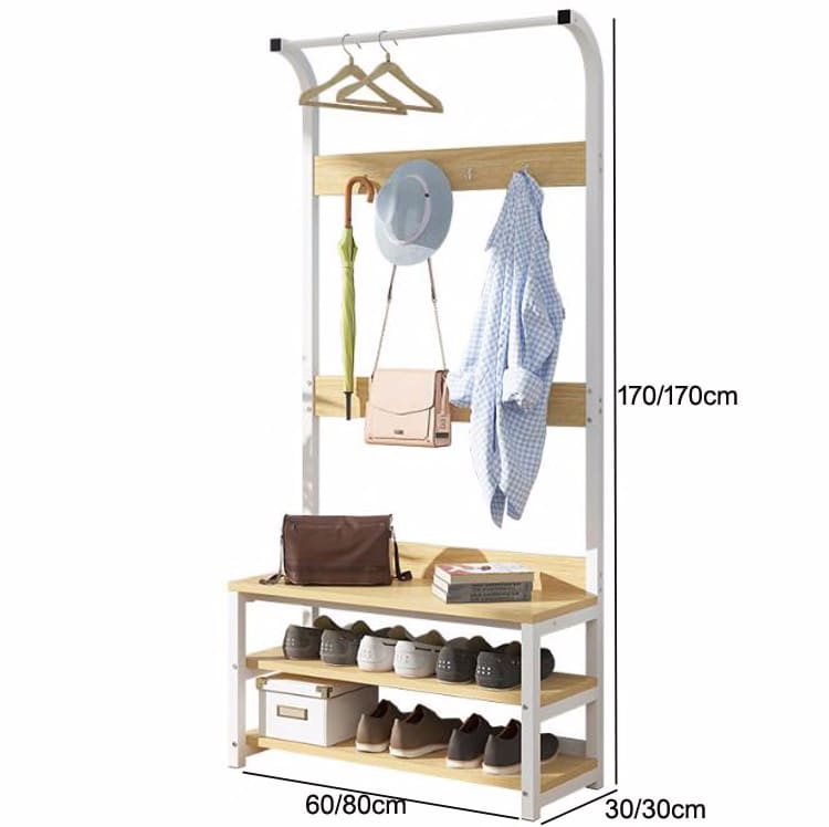 932524304 Multifunctional Wood Storage Cabinet With Coat Rack Shoe Shelf Bedroom Living Room Modern Hanger Storage Space Saving Furniture Home Furniture