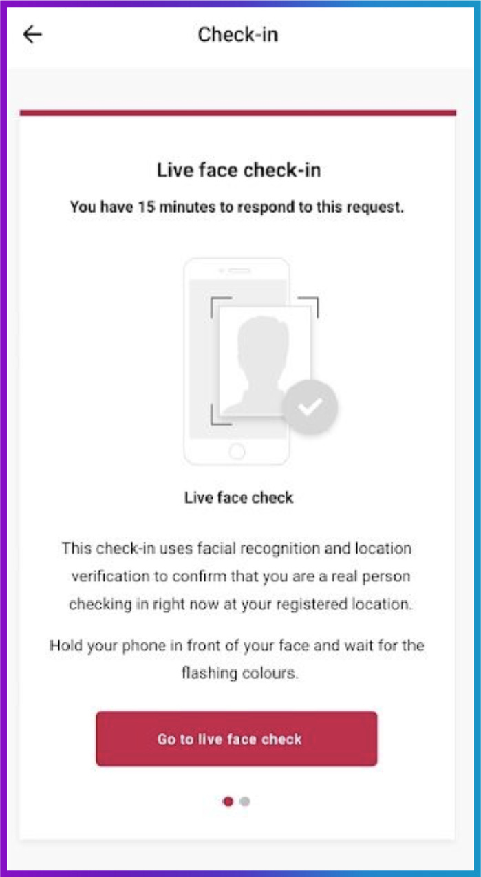 Victoria’s new quarantine check-in app with “live face check.”