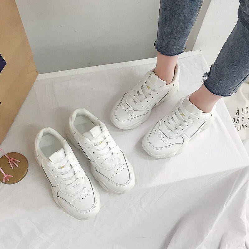 ladies white leather platform trainers