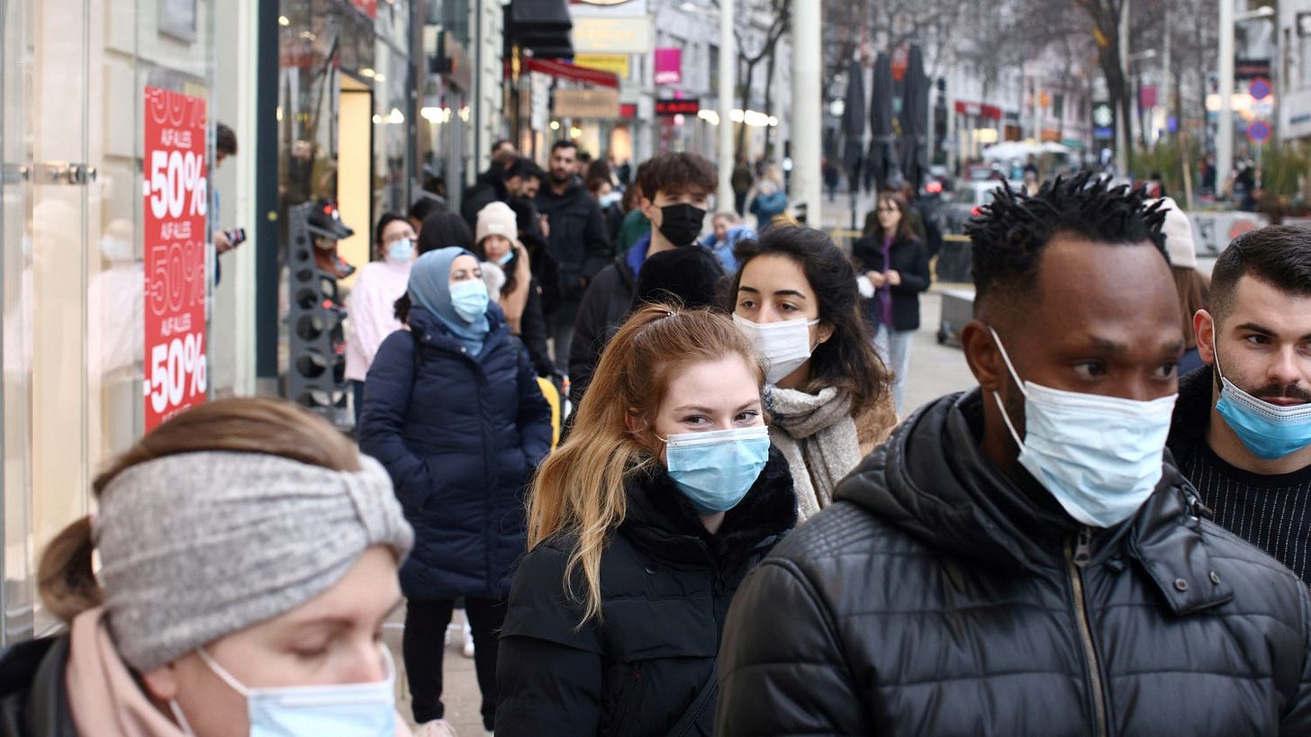 People on a street in Vienna, Austria, this Saturday.