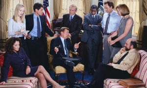 Team Bartlet … from left, Abbey Bartlet (Stockard Channing), Donna Moss (Janel Moloney), Sam Seaborn (Rob Lowe), President Jed Bartlet (Martin Sheen), Leo McGarry (John Spencer), Charlie Young (Dulé Hill), Josh Lyman (Bradley Whitford), CJ Cregg (Allison Janney) and Toby Ziegler (Richard Schiff).