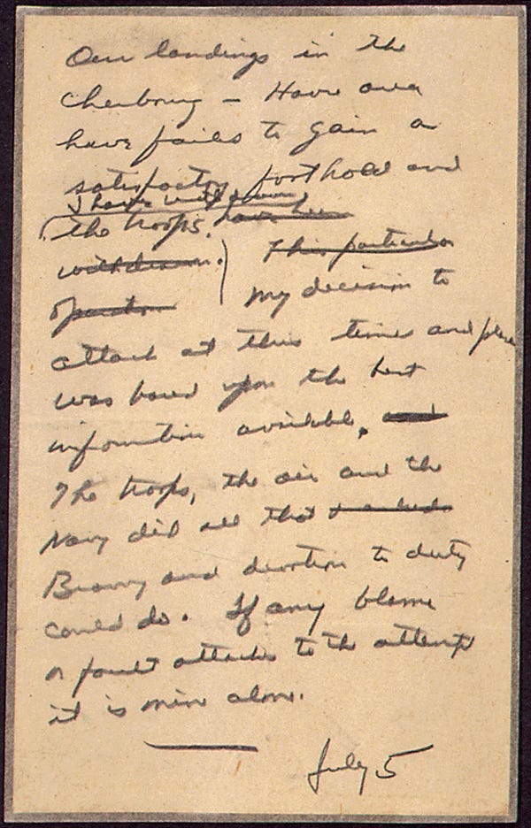 Eisenhower in case of failure letter Eisenhower in case of failure letter