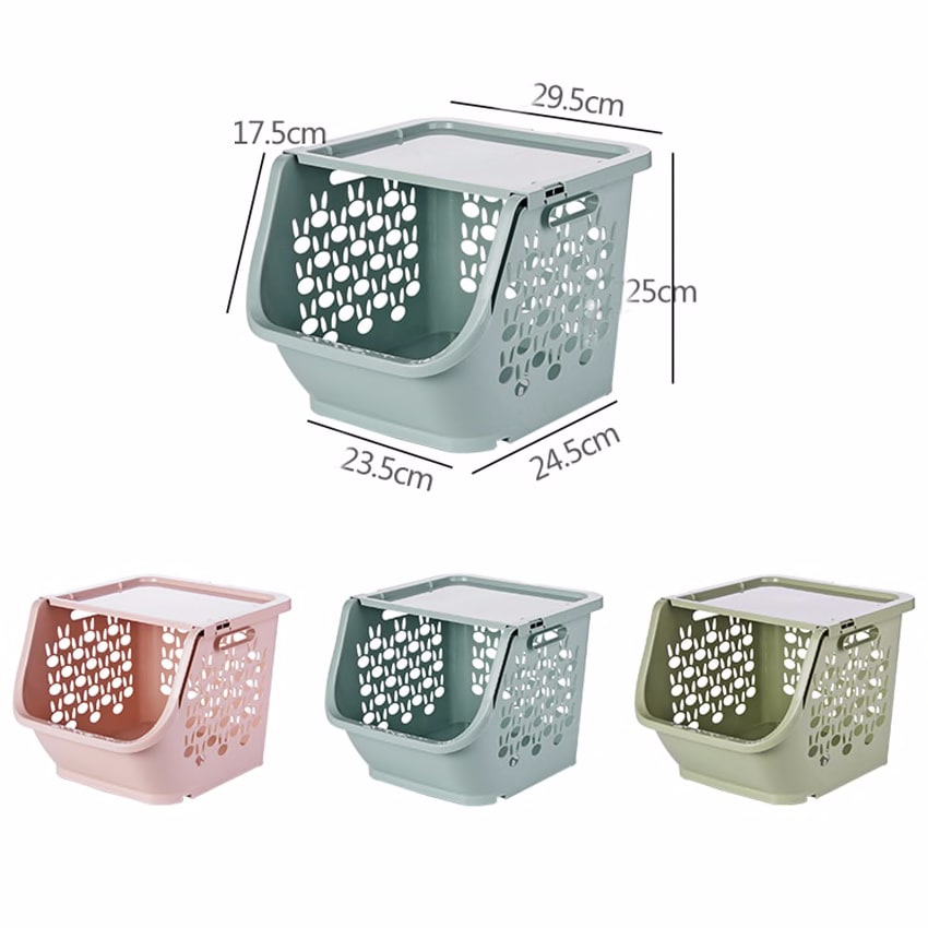 791040085 1 Pc Stackable Storage Basket Plastic Toy Storage Baskets Kitchen Snacks Vegetable Basket Bathroom Shelves Home Garden Home Storage Organization