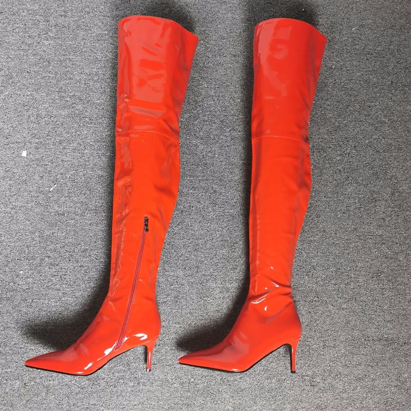 amazon red thigh high boots