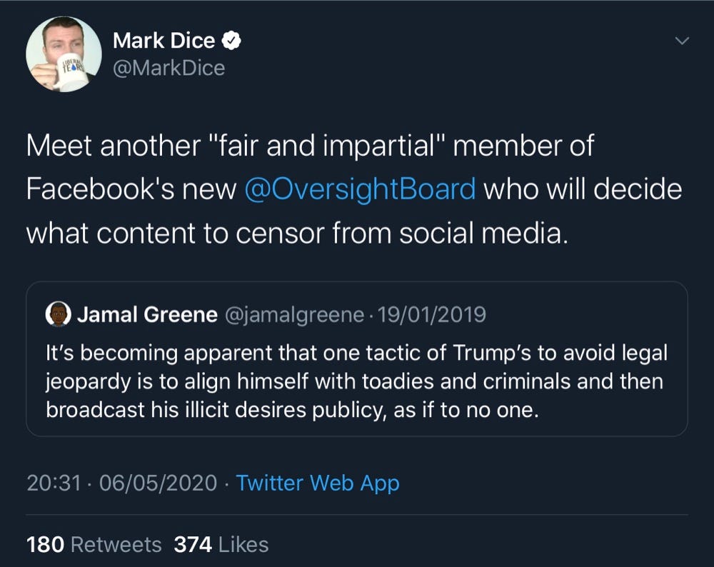 Jamal Greene accused President Trump of aligning himself with “toadies and criminals” (Twitter - @MarkDice, @jamalgreene) Jamal Greene accused President Trump of aligning himself with “toadies and criminals” (Twitter - @MarkDice, @jamalgreene)