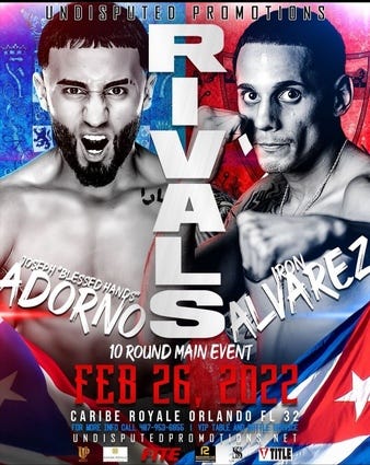 Joseph Adorno vs. Iron Alvarez, Rivals | Boxing Bout | Tapology