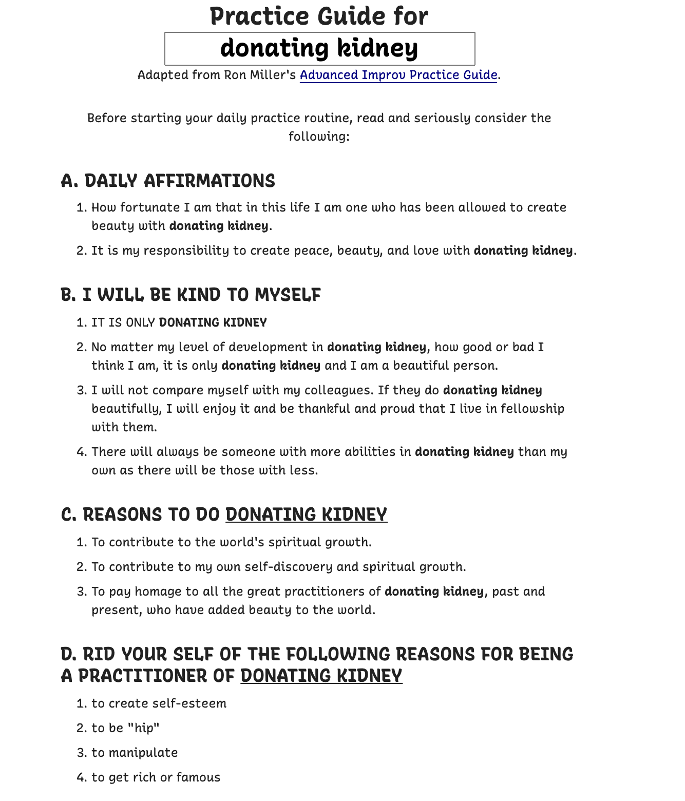 A screenshot of the Practice Guide for donating kidney. It's long, hit the link in the caption for the full text. A screenshot of the Practice Guide for donating kidney. It's long, hit the link in the caption for the full text.