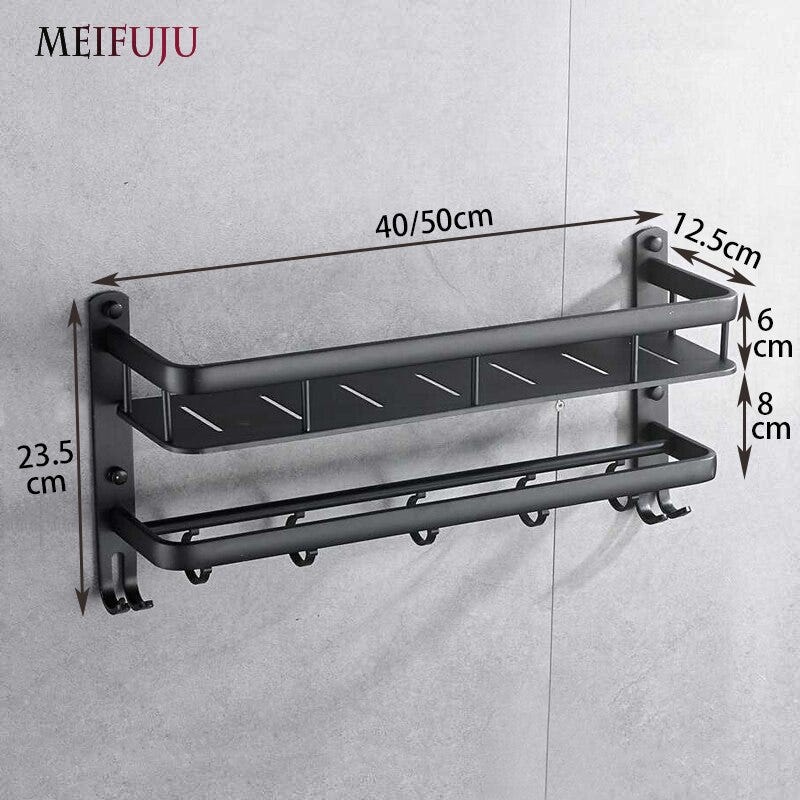 128649229 Meifuju Single Dual Tier Bathroom Corner Shelf Shower Black Aluminum Shelves With Hooks Wall Mounted Rack Towel Holder Home Improvement Fixture - Wall Mounted Corner Shelf With Hooks 128649229 Meifuju Single Dual Tier Bathroom Corner Shelf Shower Black Aluminum Shelves With Hooks Wall Mounted Rack Towel Holder Home Improvement Fixture - Wall Mounted Corner Shelf With Hooks