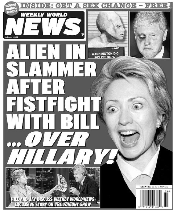 Bat Boy, Hillary Clinton's Alien Baby, and a Tabloid's Glorious Legacy - The Atlantic Bat Boy, Hillary Clinton's Alien Baby, and a Tabloid's Glorious Legacy - The Atlantic