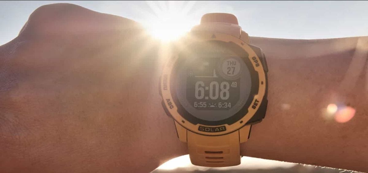 solar powered garmin instinct watch