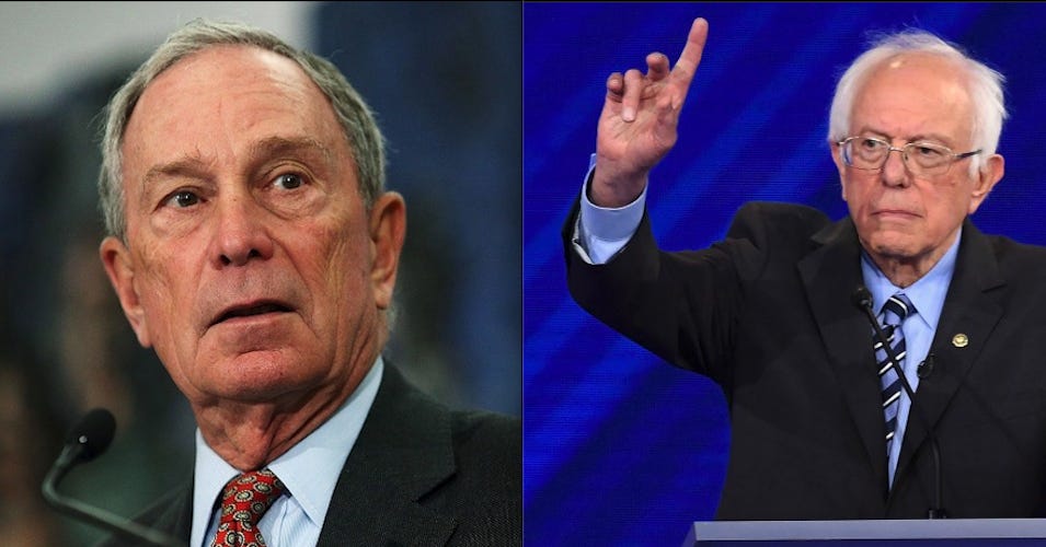 Image result for bernie sanders michael bloomberg