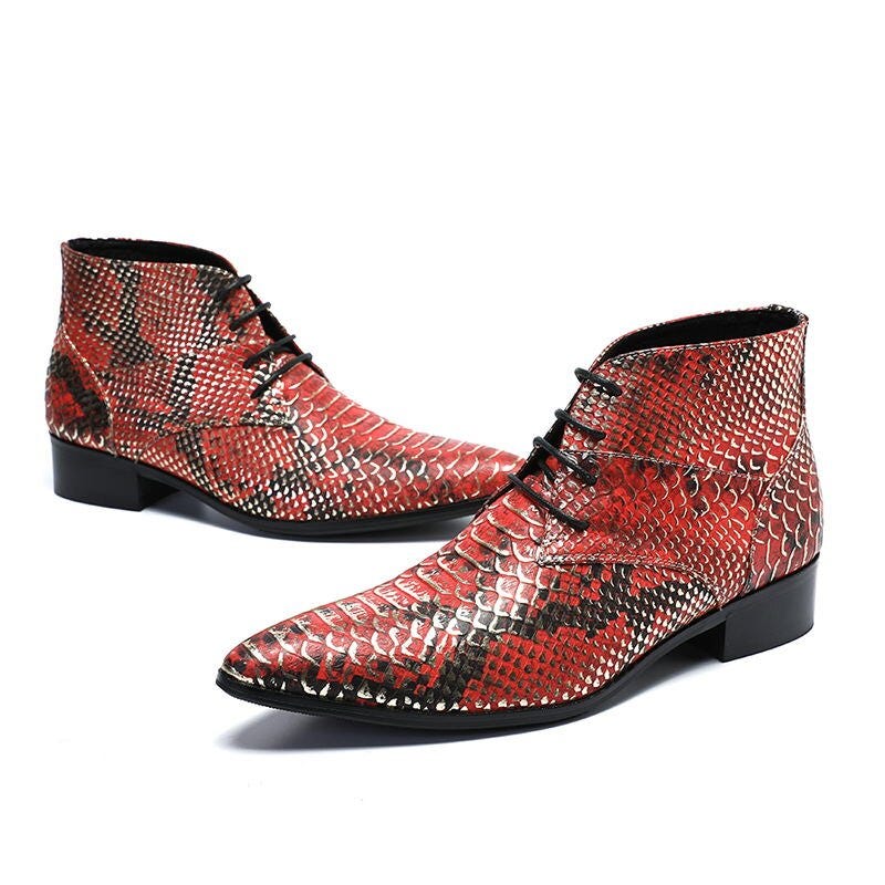 mens red snakeskin boots