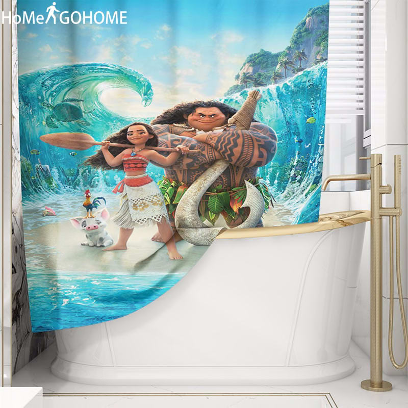 955822698 Moana Shower Curtain 3d Bath Curtains Waterproof Mildewproof Anime Sea Shower Curtain Bathroom Decor Douchegordijn Landschap Home Garden Household Merchandises