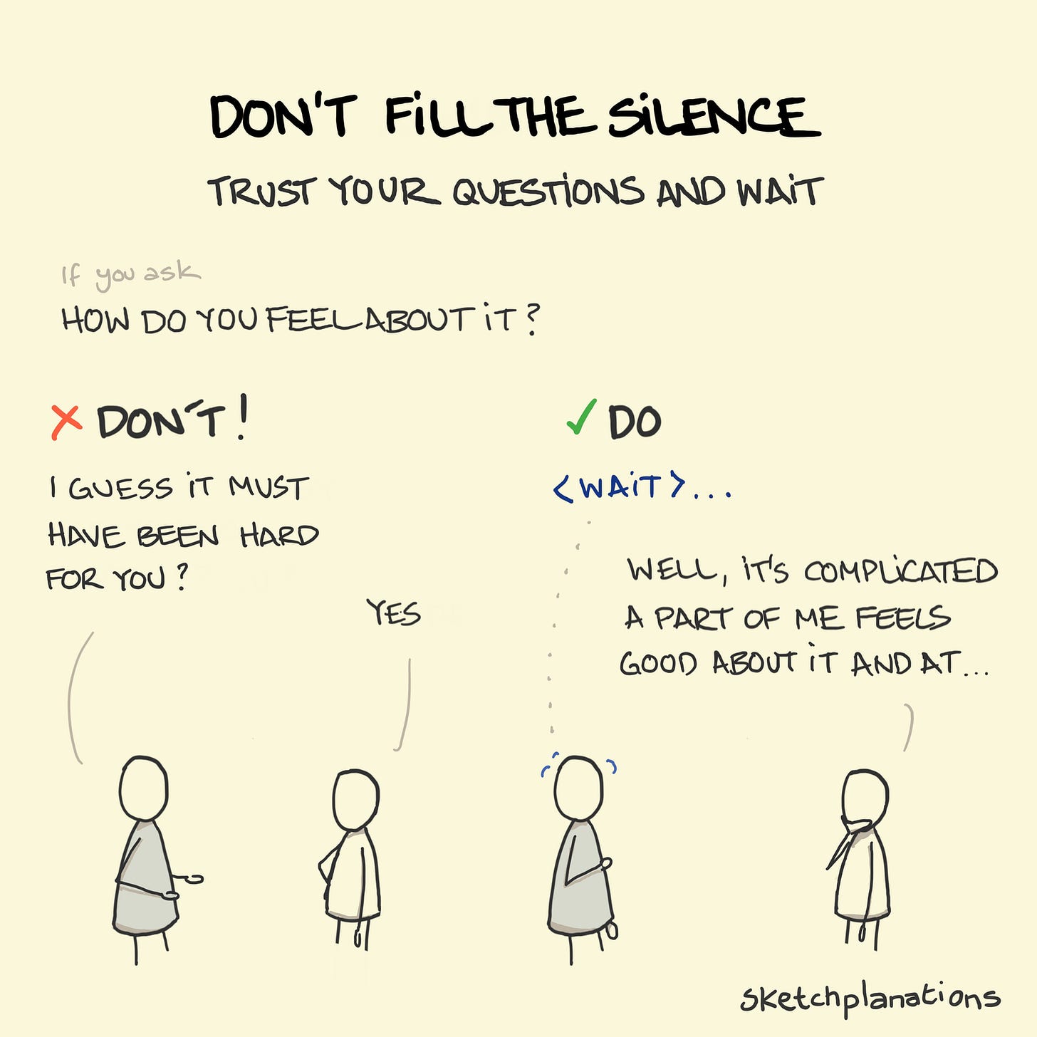 Don't fill the silence - Sketchplanations