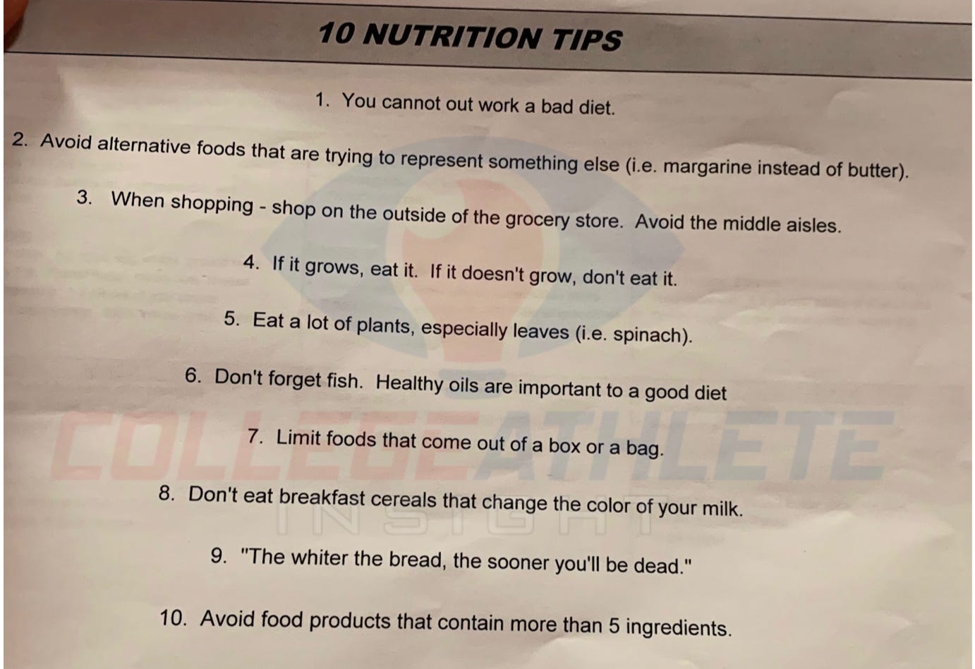 10 nutrition tips 