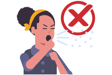 illustration of person coughing without covering their mouth
