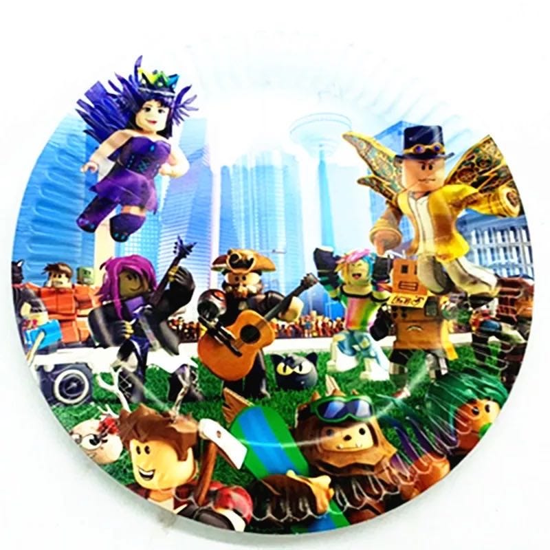 1339829393 Kids Favor Roblox Game Theme Birthday Party Supplies Paper Plates Cup Straws Baby Shower Tablecloth Party Decor Balloons Banners Home Garden Festive Party Supplies - roblox plates and cups