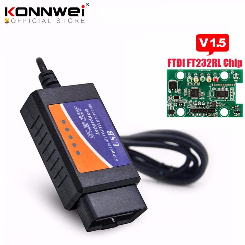 Elm327 Usb Obd2 Ftdi Ft232rl Chip Obd Ii Scanner Automotive For Pc Eml 327 V1 5 Odb2 Interface Diagnostic Tool Elm 327 Usb V 1 5 Automobiles Motorcycles Car Repair Tool