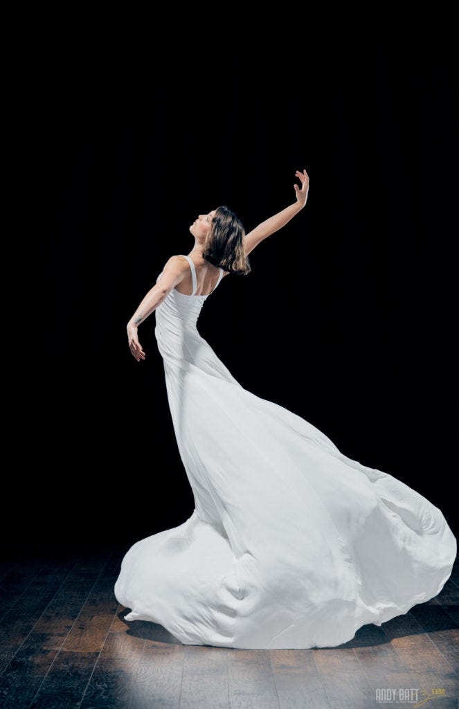 Ballerina with white dress flowing Ballerina with white dress flowing