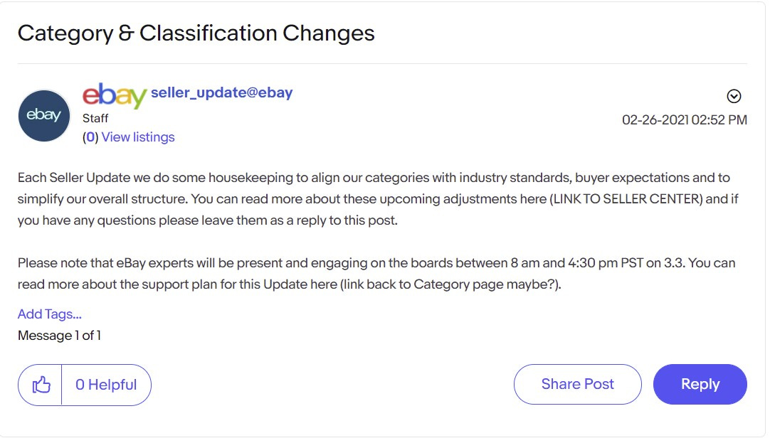 eBay Spring Seller Update Category Changes