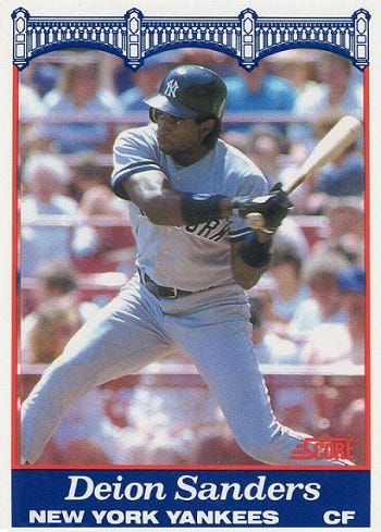 Graded Deion Sanders Yankees Rookie Baseball Card