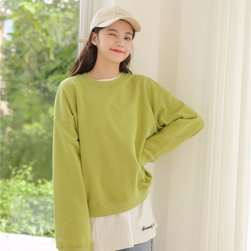 fashion street solid color loose hoodie