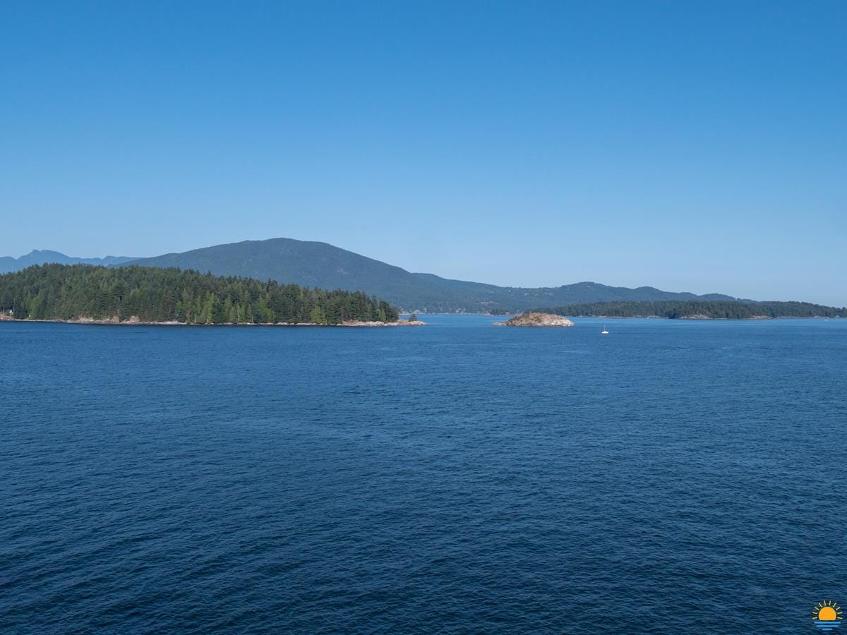 Salmon Rock on Keats Island as seen from Gospel Rock in Gibsons, BC. Bowen Island is in the distance. Salmon Rock on Keats Island as seen from Gospel Rock in Gibsons, BC. Bowen Island is in the distance.