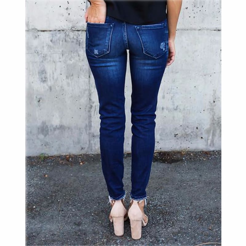 Skinny Ripped Jeans Women Pleated Pants Cool Vintage Push Up Denim Jeans Mid Waist Casual Hole Boyfriend Jeans Slim Mom Jeans Women S Clothing Jeans