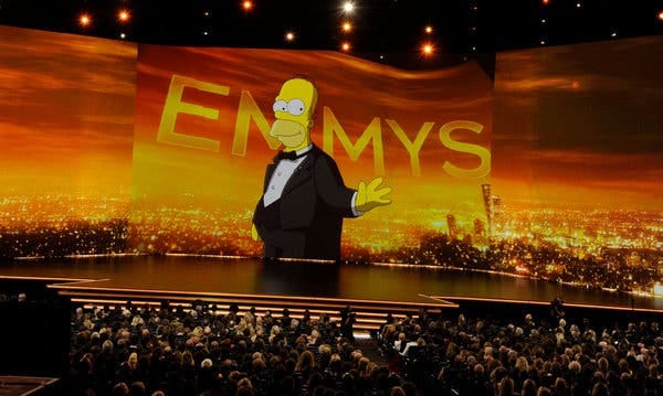 Homer Simpson briefly filled in during the otherwise host-less 71st Primetime Emmy Awards on Sunday night.