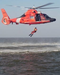 FREEPORT, Texas - Coast Guard Petty Officer 3rd Class Phil Wojitas, a rescue swimmer at Air Station Houston, conducts a freefall deployment here Friday, March 16, 2007. Rescue swimmers, like Wojitas, constantly train to hone their life-saving skills to better prepare themselves for real rescue cases. U.S. Coast Guard photo by PA1 Adam Eggers FREEPORT, Texas - Coast Guard Petty Officer 3rd Class Phil Wojitas, a rescue swimmer at Air Station Houston, conducts a freefall deployment here Friday, March 16, 2007. Rescue swimmers, like Wojitas, constantly train to hone their life-saving skills to better prepare themselves for real rescue cases. U.S. Coast Guard photo by PA1 Adam Eggers