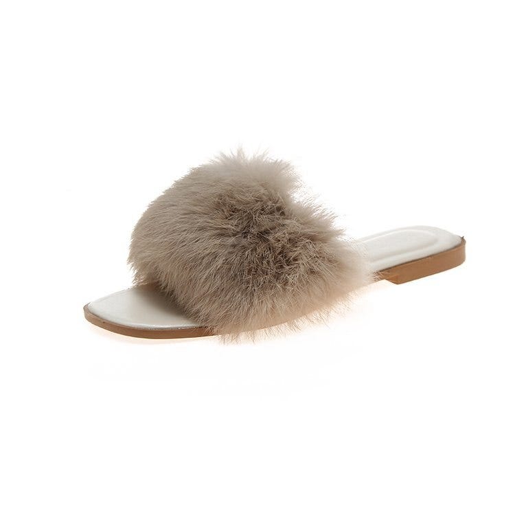 furry flat shoes