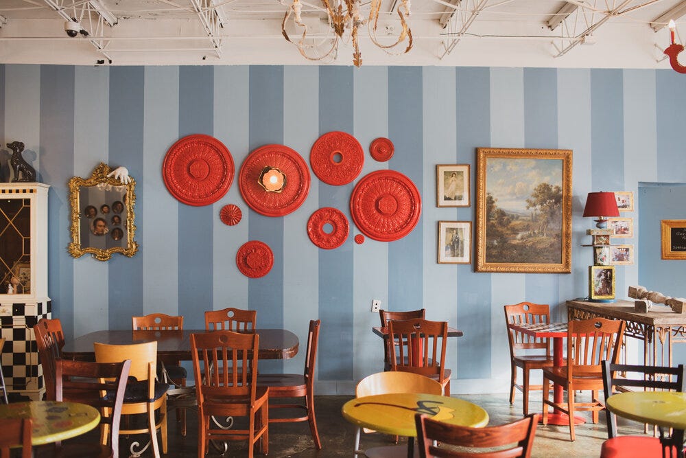 Detail from one of the walls at Amélie’s Bakery. Detail from one of the walls at Amélie’s Bakery.