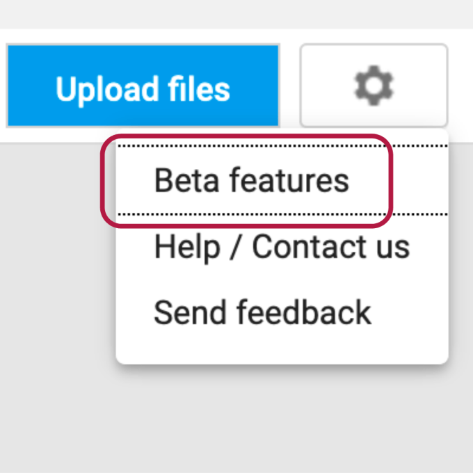 Screenshot showing the Beta Features option in Google Books. Screenshot showing the Beta Features option in Google Books.