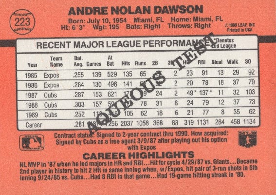 1990 Donruss Aqueous Test Andre Dawson Shines in Disguise – Wax Pack Gods