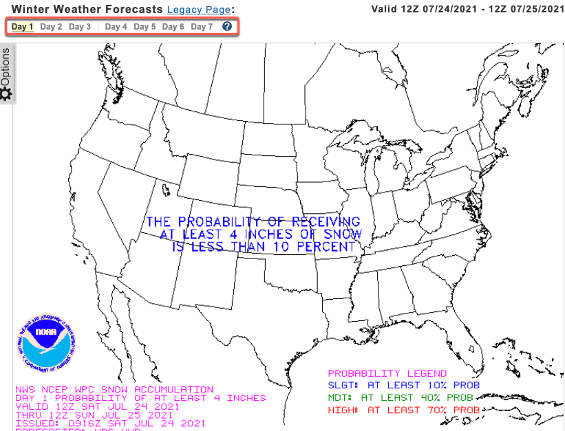 Exploring the Weather Prediction Center's website