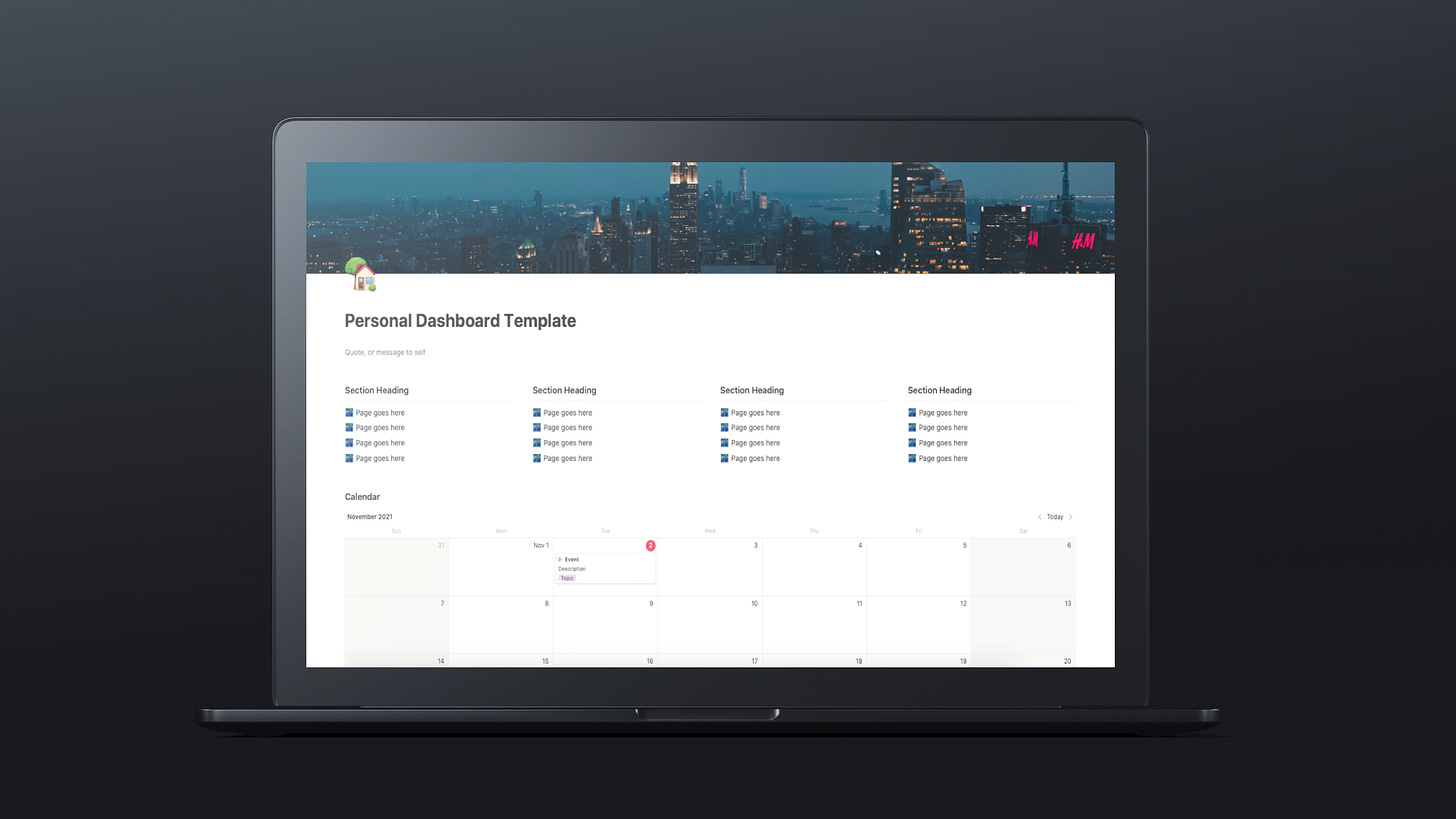 notion dashboard template