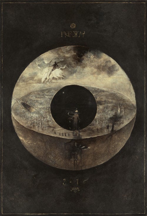 Baldrs Draumar. Eljuðnir, 2016
Acrylics on paper, 38.4 x 26.4 cm