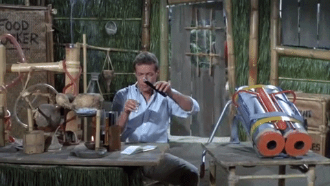 The professor does a science experiment on Gilligan's Island [gif]