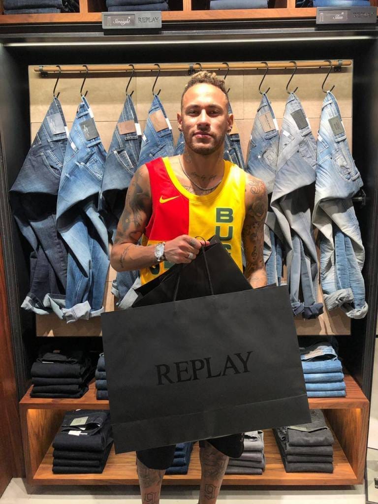 Neymar Junior Jr Brand Ambassador Partners Endorsements Lists Advertising associations sponsorships social media promotions TVC advertisements sponsors Replay clothing