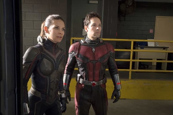 Rudd with Evangeline Lilly in the Marvel movie “Ant-Man and the Wasp,” which Rudd helped write.