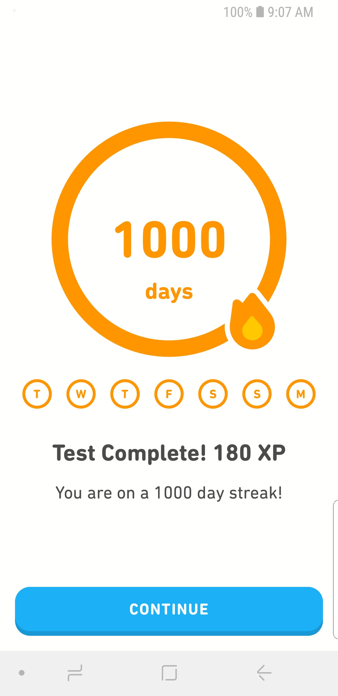 Reached a thousand day practice streak on Duolingo. - Imgur