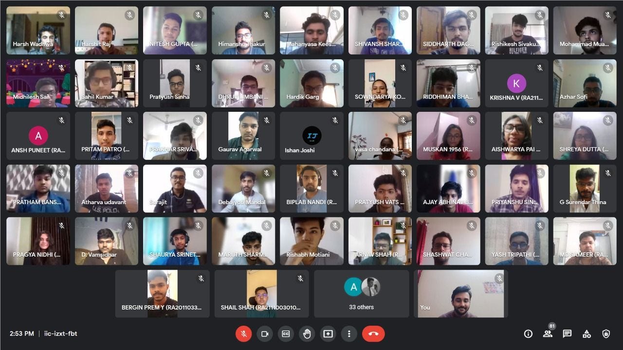 A group of students meeting together online A group of students meeting together online