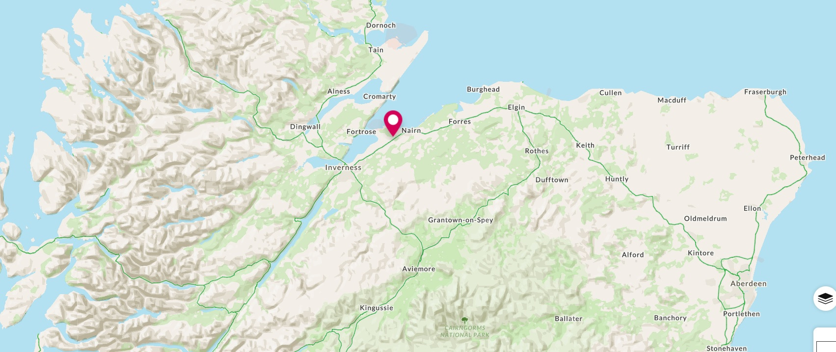 Map showing the location of the Kebbuck Stone in Nairnshire