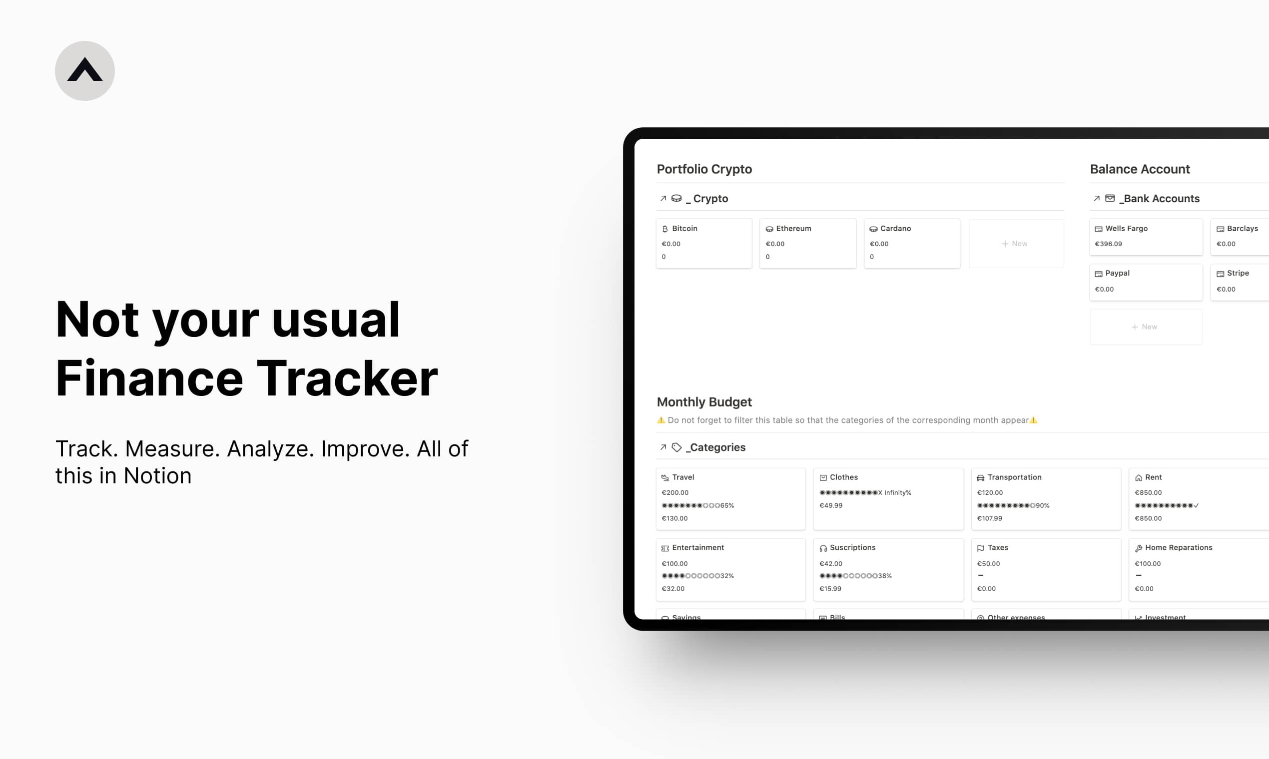 Finance & Crypto Tracker Notion Template