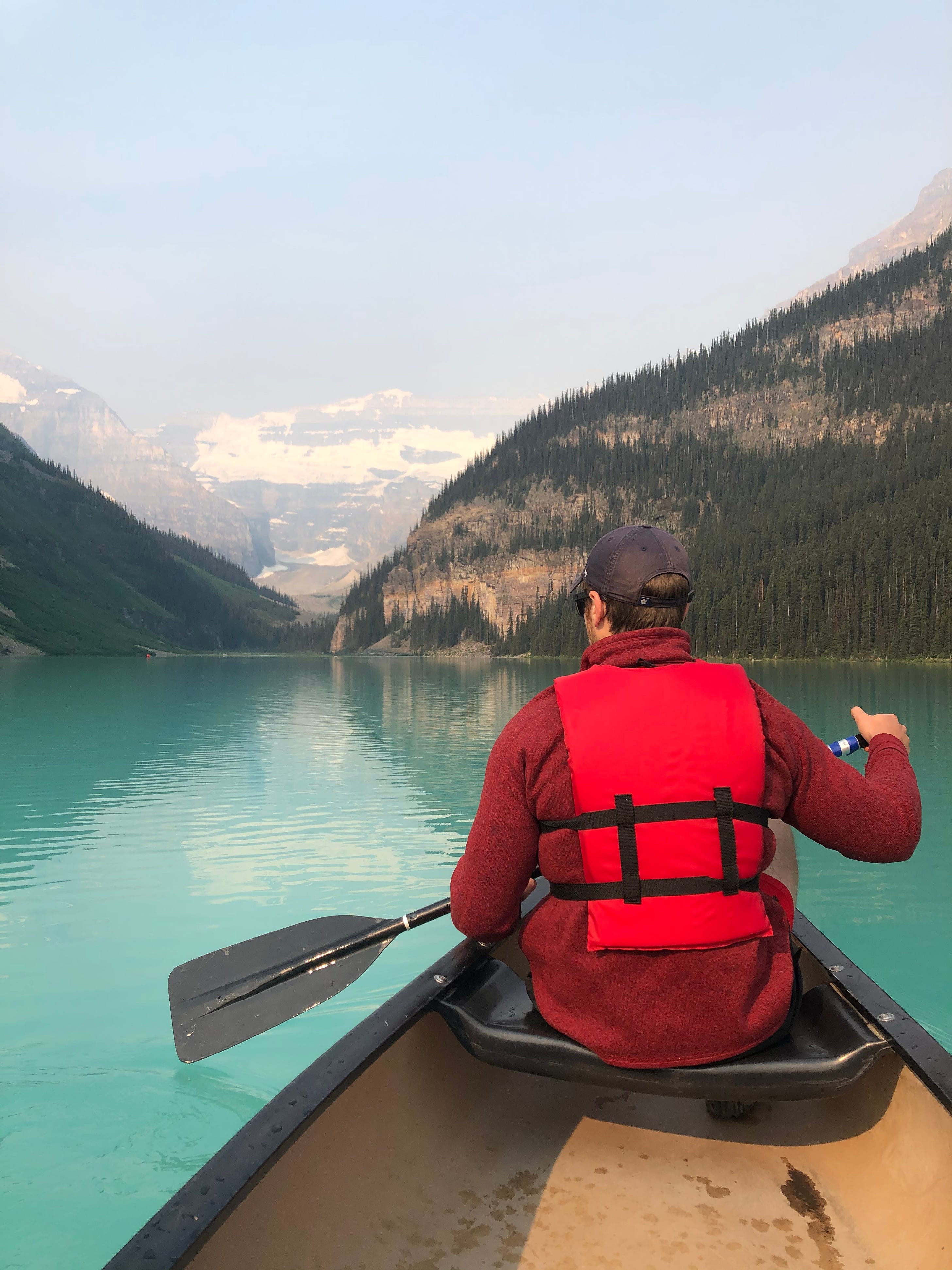 Canoeing on Lake Louise. AB, Canada. July 2021.