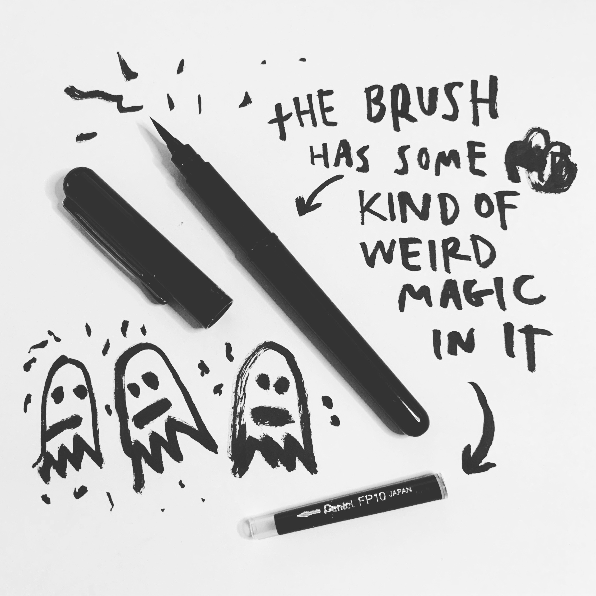 a picture of a brush pen with the caption the brush has some kind of weird magic in it
